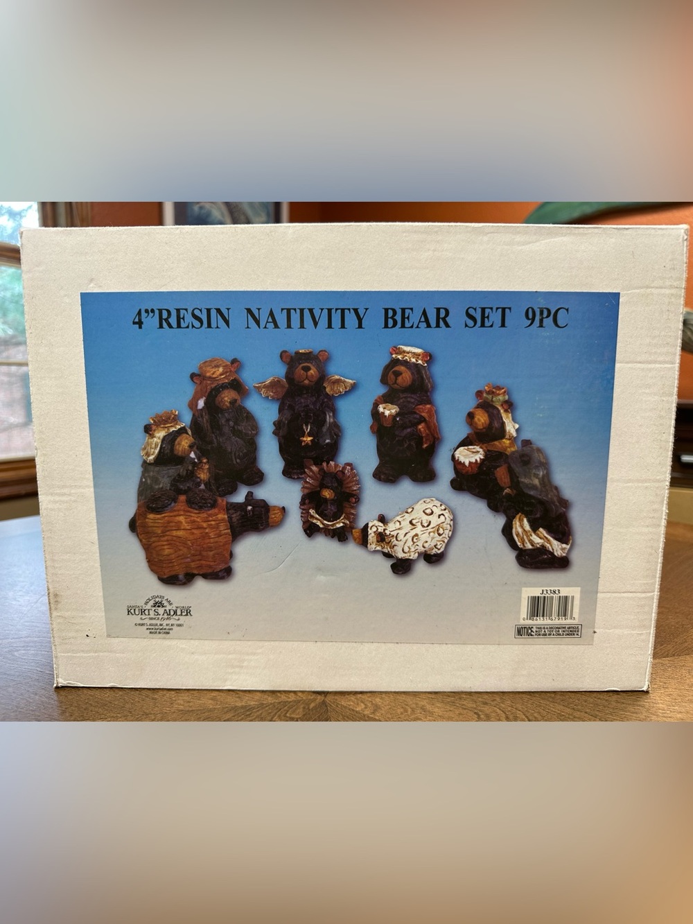Kurt Adler Resin Nativity Bear, 4-Inch, Set of 9,Nativity Items NEW IN OPEN BOX